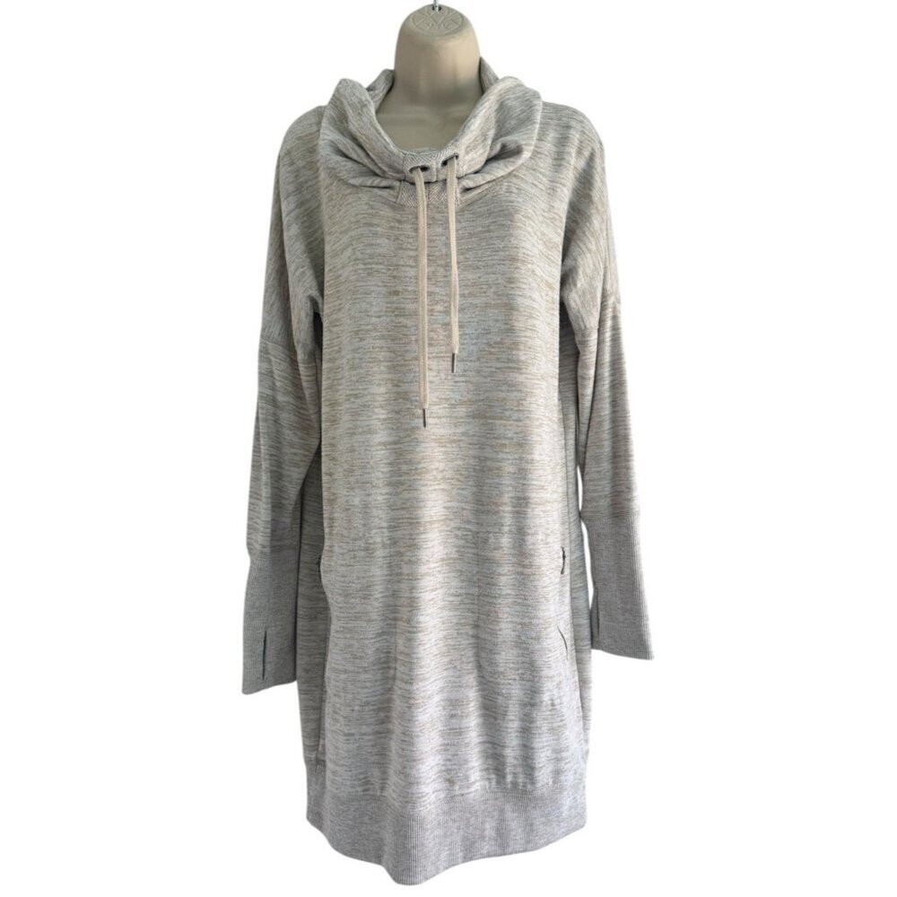 Athleta Gym to Street Sport It Cowl Neck Tunic Sweater Dress Woman's Sz M Cream